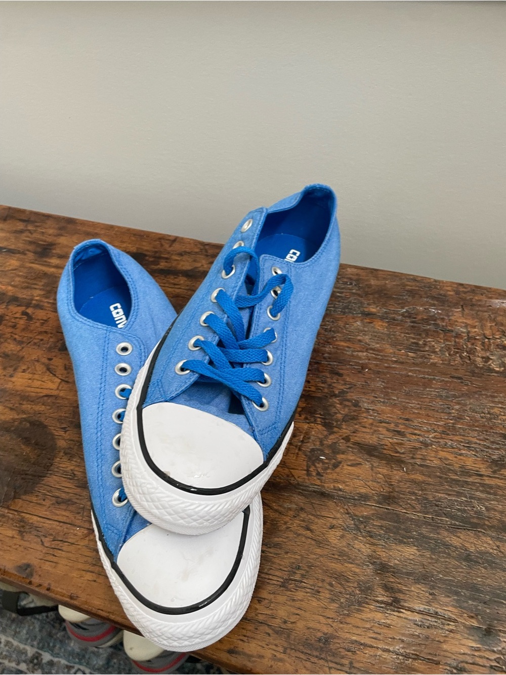 Converse Blue Canvas Lace-Up Sneakers with White Toe Cap